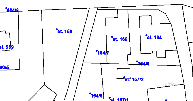 Parcela st. 164/7 v KÚ Davle, Katastrální mapa
