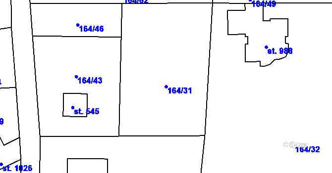 Parcela st. 164/31 v KÚ Davle, Katastrální mapa