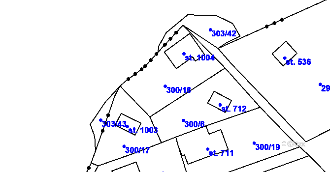 Parcela st. 300/18 v KÚ Davle, Katastrální mapa