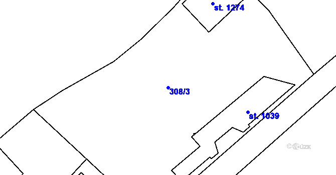 Parcela st. 308/3 v KÚ Davle, Katastrální mapa