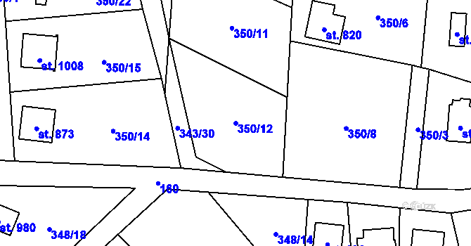 Parcela st. 350/12 v KÚ Davle, Katastrální mapa