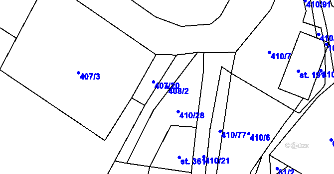 Parcela st. 408/2 v KÚ Davle, Katastrální mapa