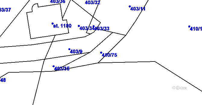 Parcela st. 410/75 v KÚ Davle, Katastrální mapa