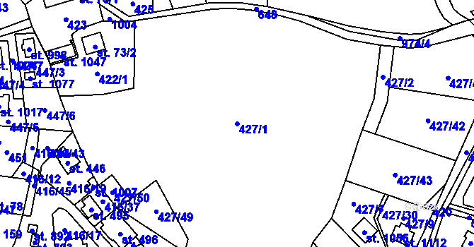 Parcela st. 427/1 v KÚ Davle, Katastrální mapa