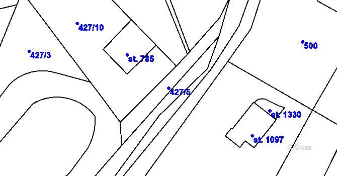 Parcela st. 427/5 v KÚ Davle, Katastrální mapa
