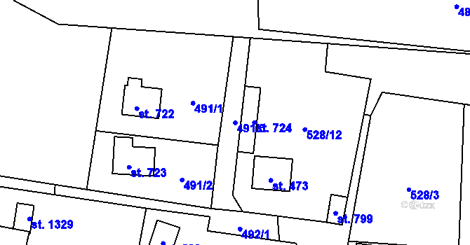 Parcela st. 491/3 v KÚ Davle, Katastrální mapa