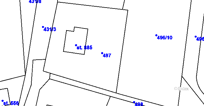 Parcela st. 497 v KÚ Davle, Katastrální mapa