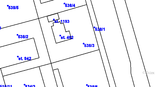 Parcela st. 538/3 v KÚ Davle, Katastrální mapa