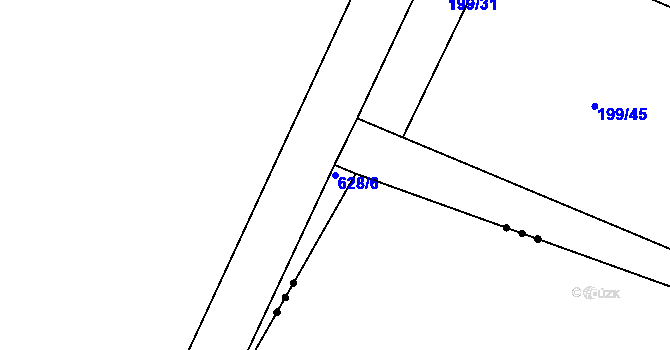 Parcela st. 628/6 v KÚ Davle, Katastrální mapa