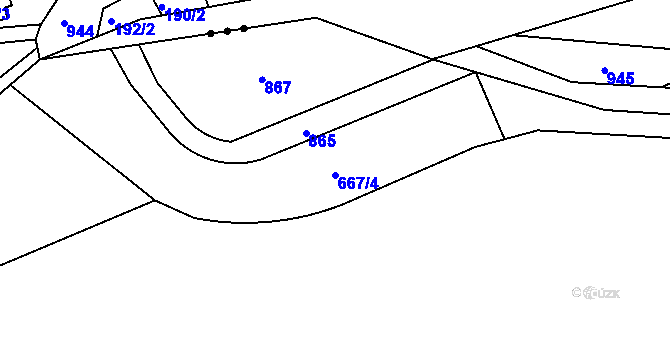 Parcela st. 667/4 v KÚ Davle, Katastrální mapa