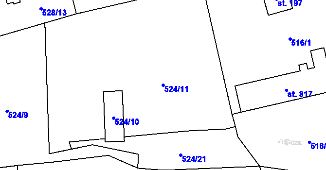 Parcela st. 524/11 v KÚ Davle, Katastrální mapa