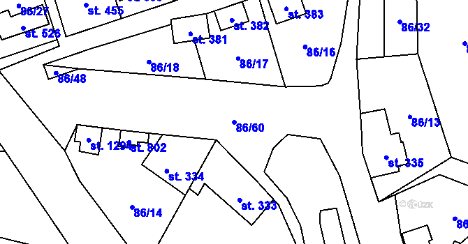 Parcela st. 86/60 v KÚ Davle, Katastrální mapa