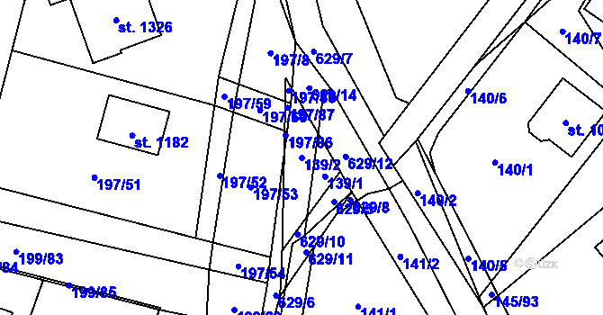 Parcela st. 139/2 v KÚ Davle, Katastrální mapa