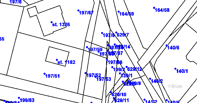 Parcela st. 197/60 v KÚ Davle, Katastrální mapa