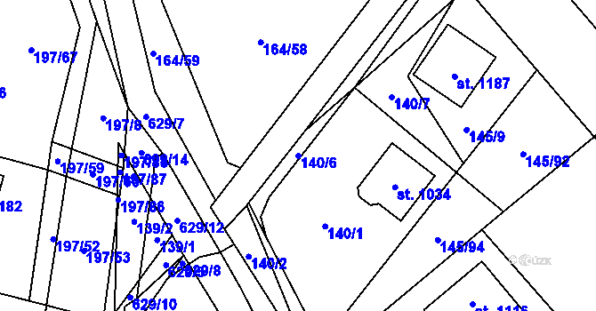 Parcela st. 140/6 v KÚ Davle, Katastrální mapa