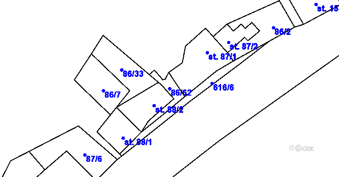 Parcela st. 86/62 v KÚ Davle, Katastrální mapa