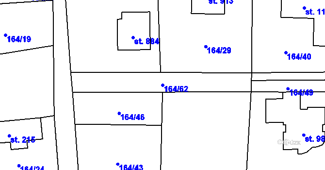 Parcela st. 164/62 v KÚ Davle, Katastrální mapa