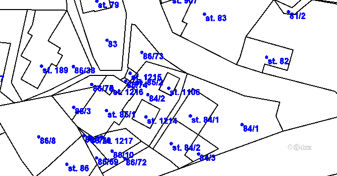 Parcela st. 1106 v KÚ Davle, Katastrální mapa