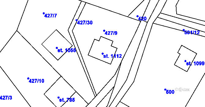 Parcela st. 1112 v KÚ Davle, Katastrální mapa