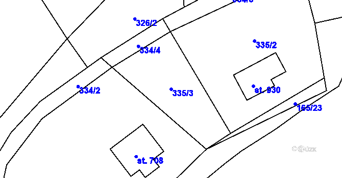 Parcela st. 335/3 v KÚ Davle, Katastrální mapa