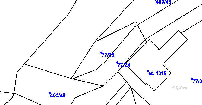 Parcela st. 77/25 v KÚ Davle, Katastrální mapa