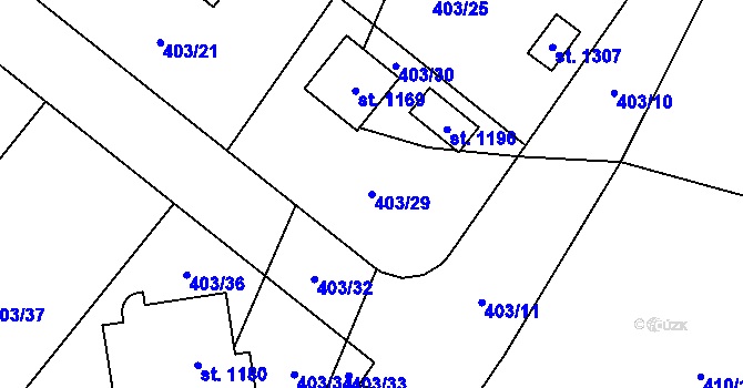 Parcela st. 403/29 v KÚ Davle, Katastrální mapa