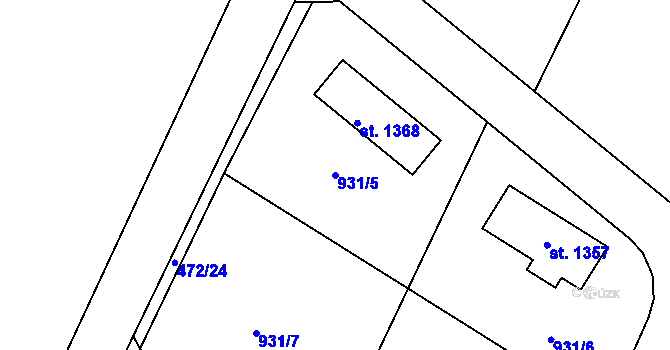 Parcela st. 931/5 v KÚ Davle, Katastrální mapa