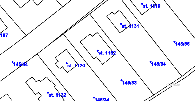 Parcela st. 1162 v KÚ Davle, Katastrální mapa