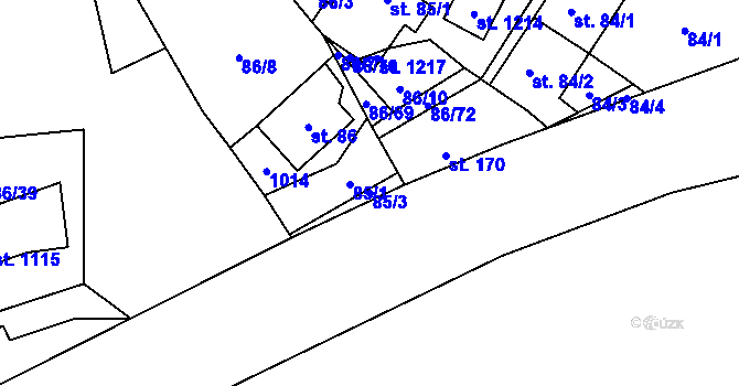 Parcela st. 85/3 v KÚ Davle, Katastrální mapa