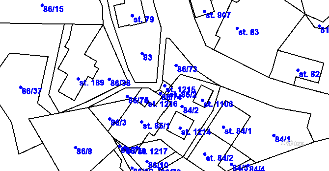 Parcela st. 1215 v KÚ Davle, Katastrální mapa