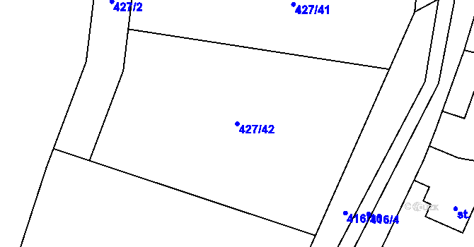 Parcela st. 427/42 v KÚ Davle, Katastrální mapa