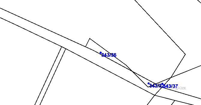 Parcela st. 343/36 v KÚ Davle, Katastrální mapa