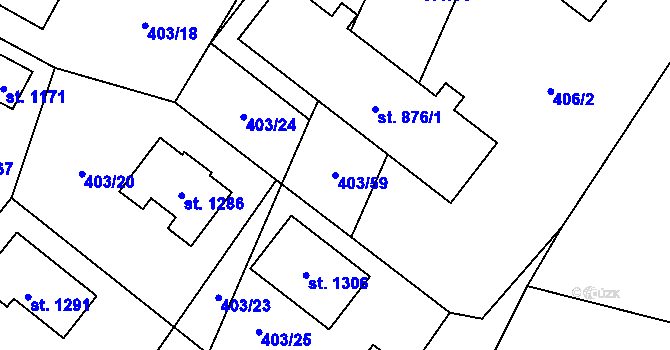 Parcela st. 403/59 v KÚ Davle, Katastrální mapa
