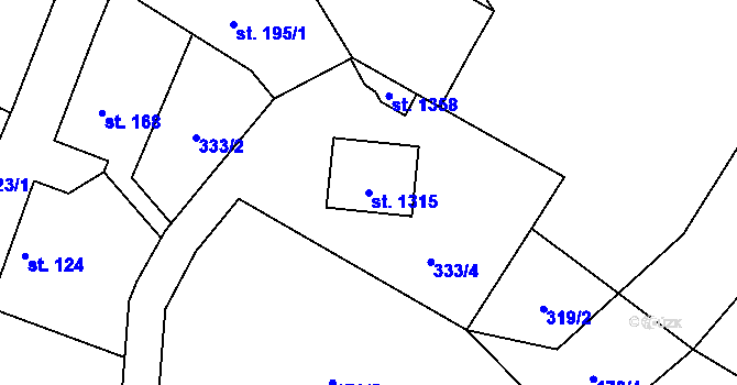 Parcela st. 1315 v KÚ Davle, Katastrální mapa