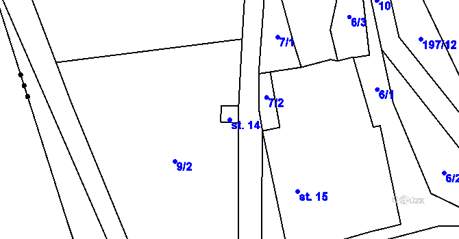 Parcela st. 14 v KÚ Sázava u Davle, Katastrální mapa