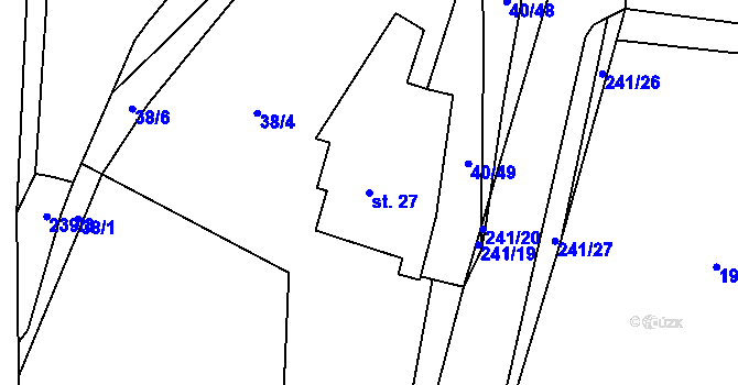 Parcela st. 27 v KÚ Sázava u Davle, Katastrální mapa