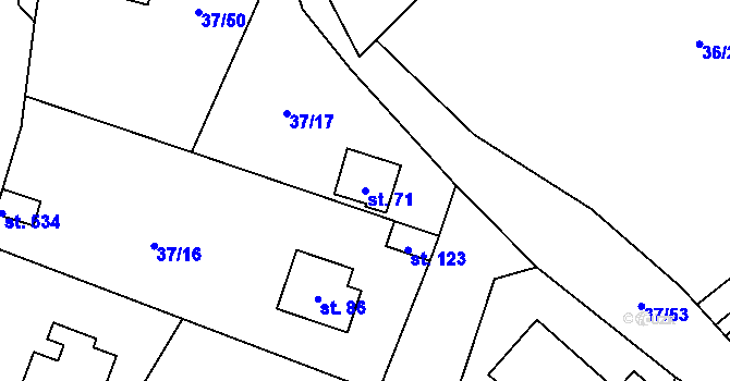 Parcela st. 71 v KÚ Sázava u Davle, Katastrální mapa