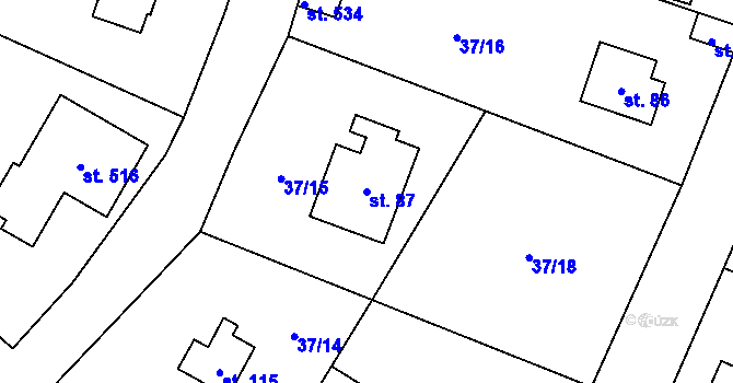 Parcela st. 87 v KÚ Sázava u Davle, Katastrální mapa