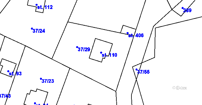 Parcela st. 110 v KÚ Sázava u Davle, Katastrální mapa