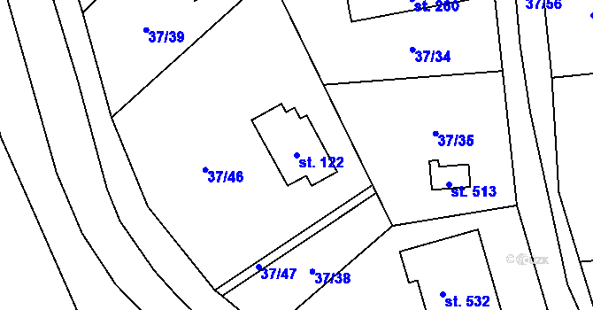 Parcela st. 122 v KÚ Sázava u Davle, Katastrální mapa
