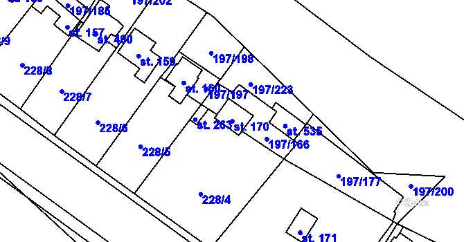Parcela st. 170 v KÚ Sázava u Davle, Katastrální mapa