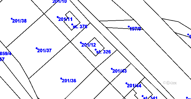 Parcela st. 326 v KÚ Sázava u Davle, Katastrální mapa