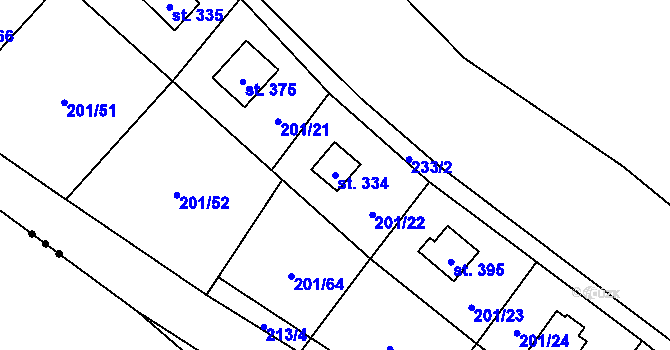 Parcela st. 334 v KÚ Sázava u Davle, Katastrální mapa