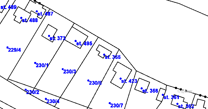Parcela st. 355 v KÚ Sázava u Davle, Katastrální mapa