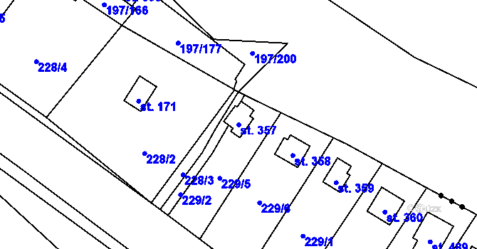Parcela st. 357 v KÚ Sázava u Davle, Katastrální mapa