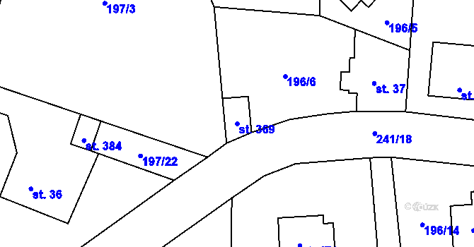 Parcela st. 369 v KÚ Sázava u Davle, Katastrální mapa