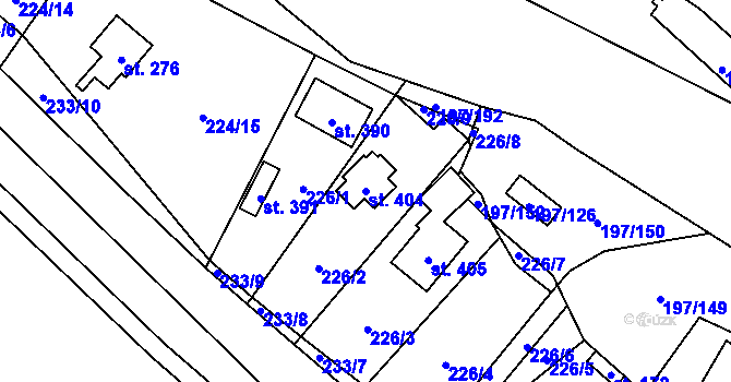 Parcela st. 404 v KÚ Sázava u Davle, Katastrální mapa