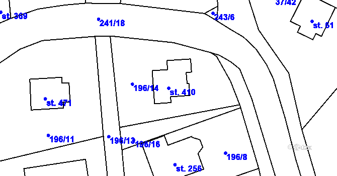 Parcela st. 410 v KÚ Sázava u Davle, Katastrální mapa