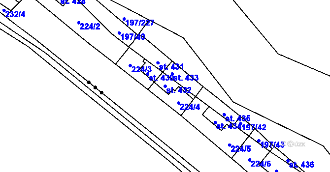 Parcela st. 432 v KÚ Sázava u Davle, Katastrální mapa