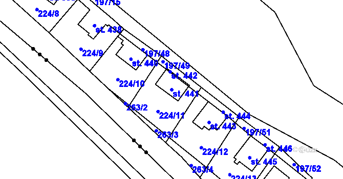 Parcela st. 441 v KÚ Sázava u Davle, Katastrální mapa